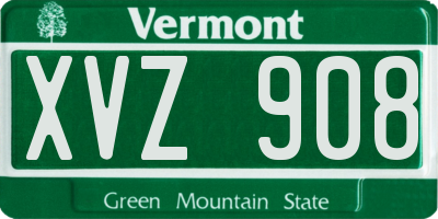 VT license plate XVZ908