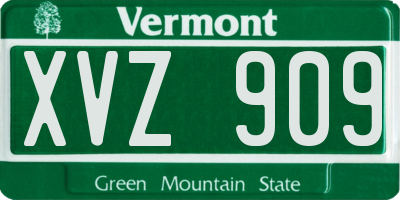 VT license plate XVZ909