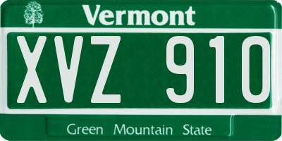 VT license plate XVZ910