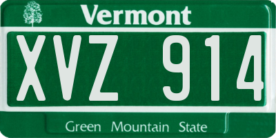 VT license plate XVZ914