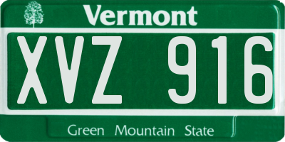 VT license plate XVZ916