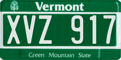VT license plate XVZ917