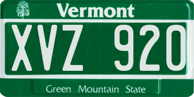 VT license plate XVZ920