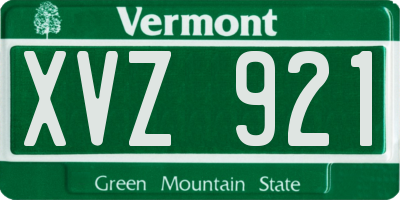 VT license plate XVZ921