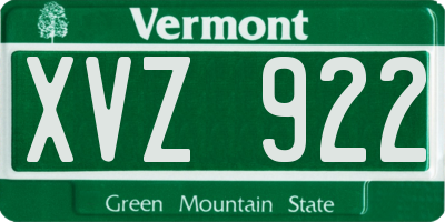 VT license plate XVZ922
