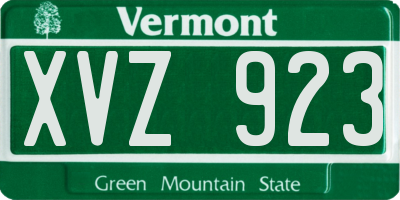 VT license plate XVZ923