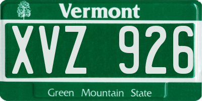 VT license plate XVZ926