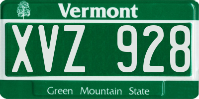 VT license plate XVZ928