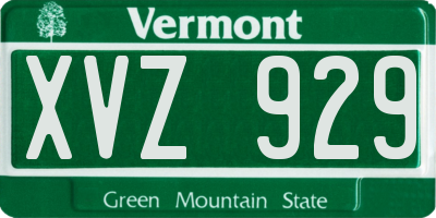 VT license plate XVZ929