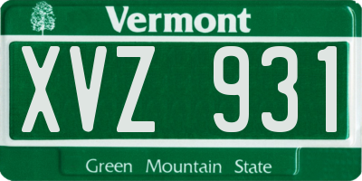 VT license plate XVZ931