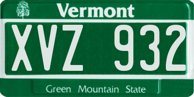 VT license plate XVZ932