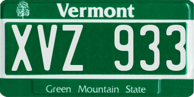 VT license plate XVZ933