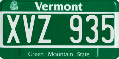 VT license plate XVZ935