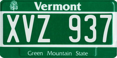 VT license plate XVZ937