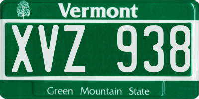 VT license plate XVZ938