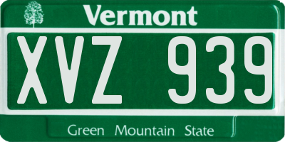 VT license plate XVZ939