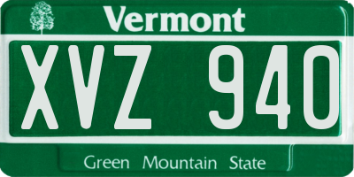 VT license plate XVZ940