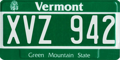 VT license plate XVZ942