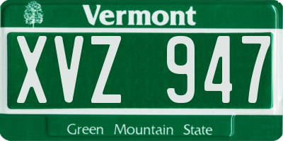 VT license plate XVZ947