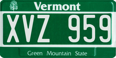 VT license plate XVZ959