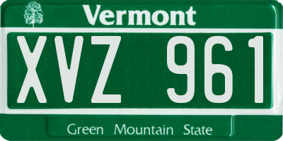 VT license plate XVZ961