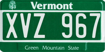 VT license plate XVZ967