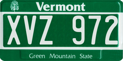 VT license plate XVZ972