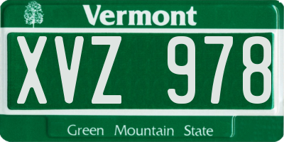 VT license plate XVZ978