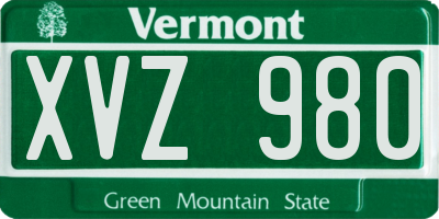 VT license plate XVZ980