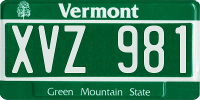 VT license plate XVZ981