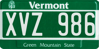 VT license plate XVZ986