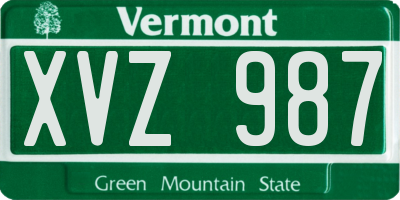VT license plate XVZ987