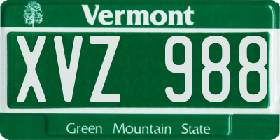 VT license plate XVZ988