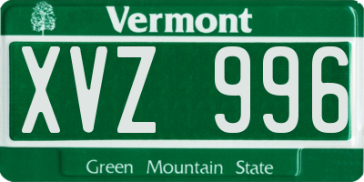 VT license plate XVZ996