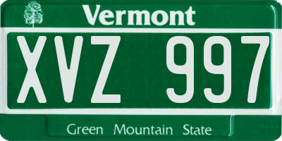 VT license plate XVZ997
