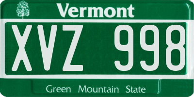 VT license plate XVZ998