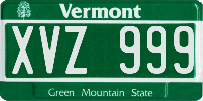 VT license plate XVZ999