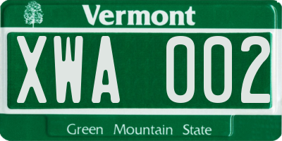 VT license plate XWA002