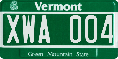 VT license plate XWA004