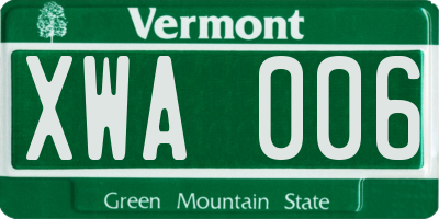 VT license plate XWA006