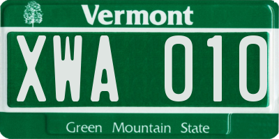 VT license plate XWA010