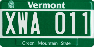 VT license plate XWA011