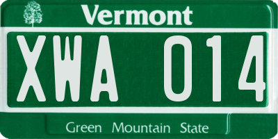 VT license plate XWA014