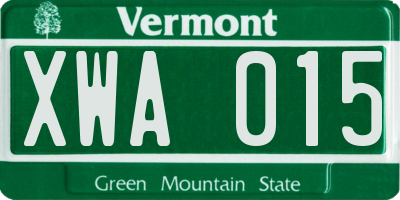 VT license plate XWA015