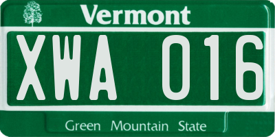 VT license plate XWA016