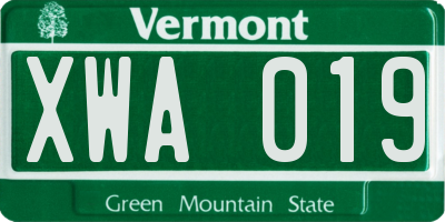 VT license plate XWA019