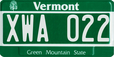 VT license plate XWA022