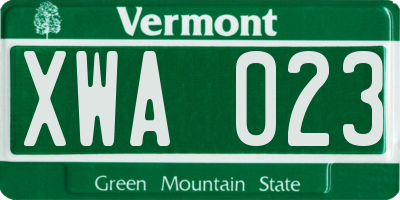 VT license plate XWA023