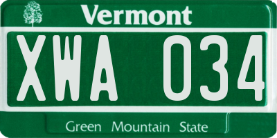 VT license plate XWA034