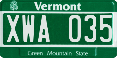 VT license plate XWA035